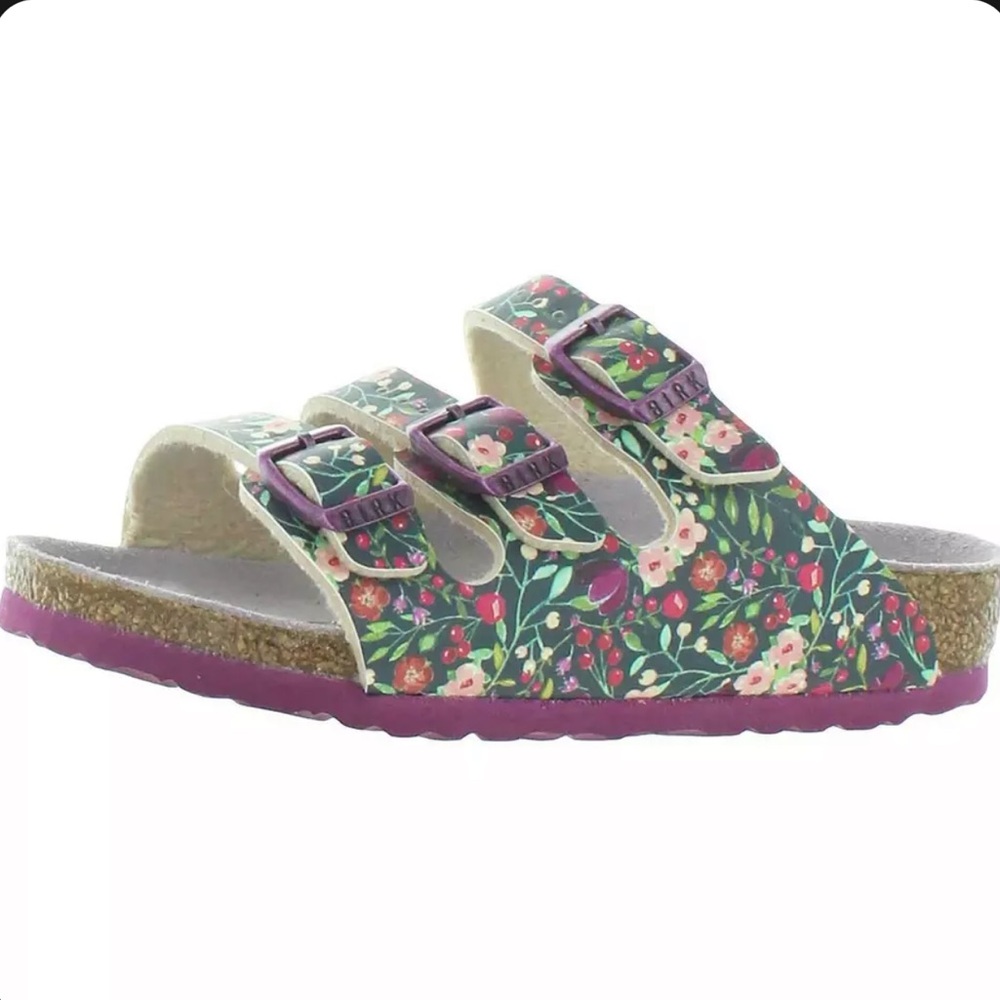 New Birkenstock Girls Florida Birko-Flor Floral Sandals - Picture 2 of 5